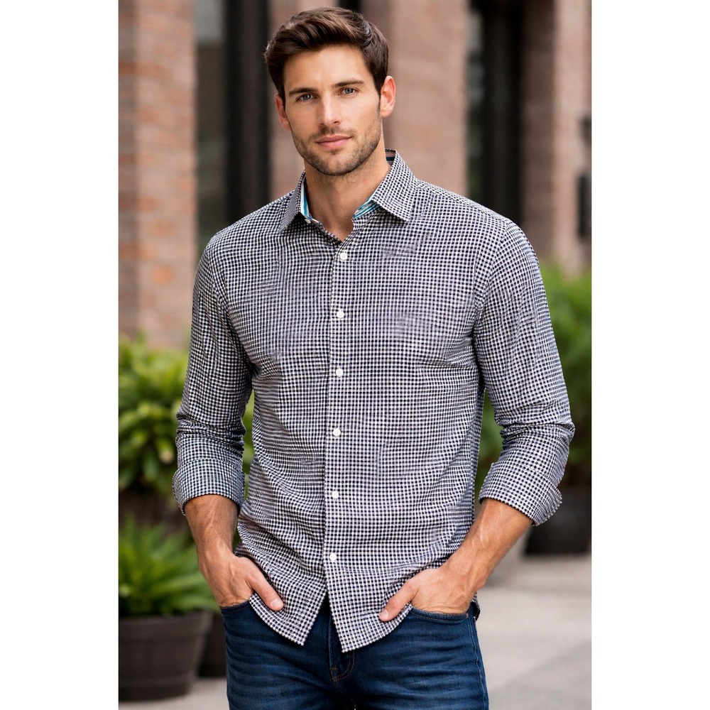 Robert Graham Houndstooth Button Down Shirt Classic Career Office Quiet Luxury
